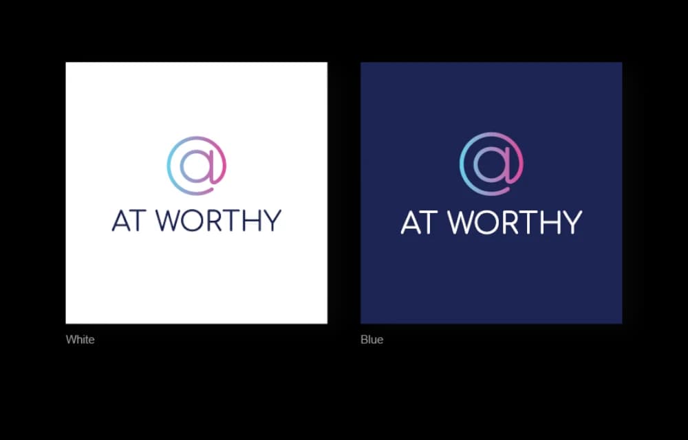 Approved AT Worthy logo variations on light and dark backgrounds
